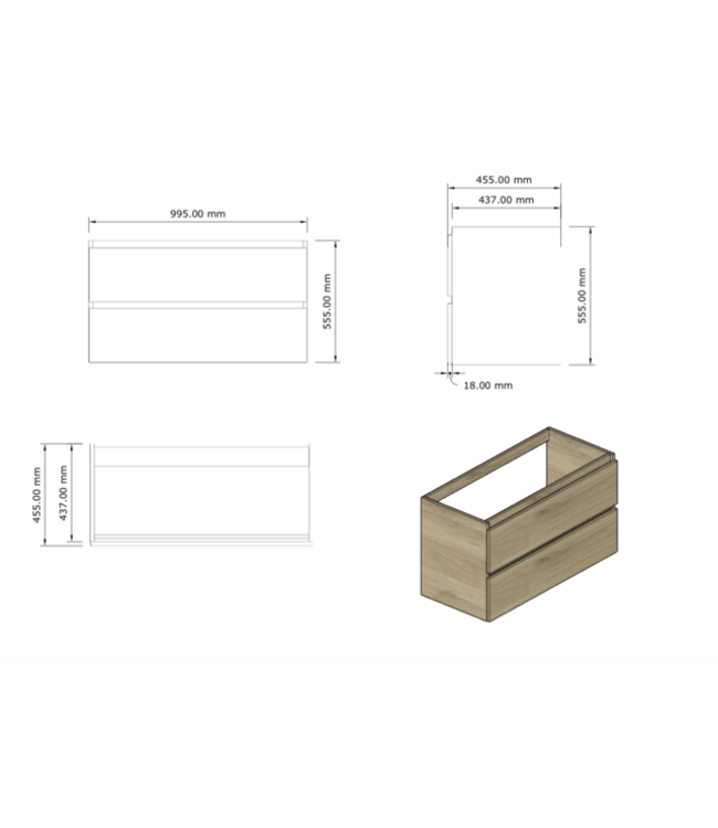Wastafelmeubel Gliss Milan Latte Kasjmier 100cm met wastafel