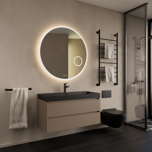 Wastafelmeubel Gliss Milan Latte Kasjmier 100cm met wastafel