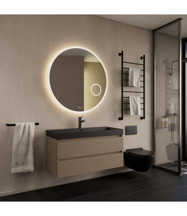 Wastafelmeubel Gliss Milan Latte Kasjmier 100cm met wastafel