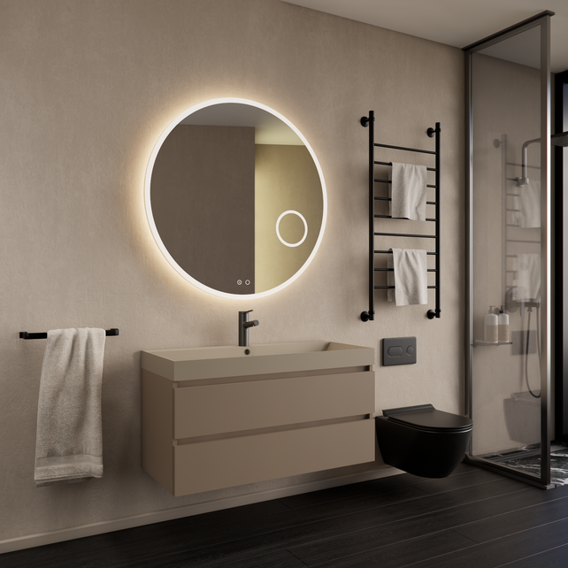 Wastafelmeubel Gliss Milan Latte Kasjmier 100cm met wastafel