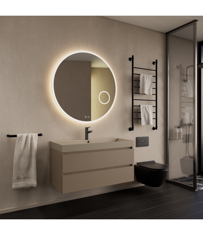 Wastafelmeubel Gliss Milan Latte Kasjmier 100cm met wastafel