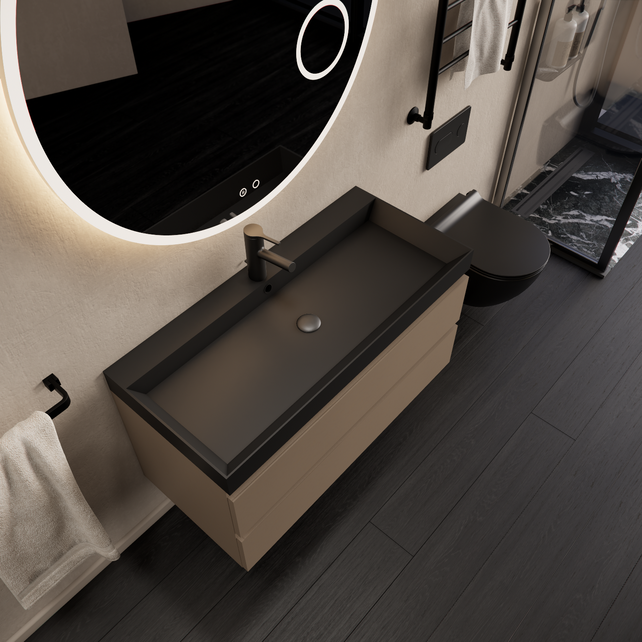 Wastafelmeubel Gliss Milan Latte Kasjmier 100cm met wastafel