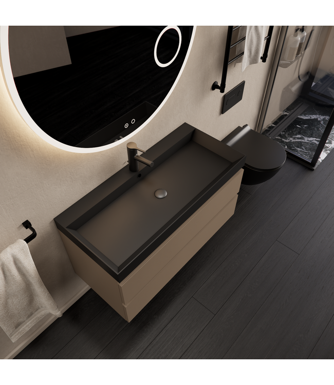 Wastafelmeubel Gliss Milan Latte Kasjmier 100cm met wastafel