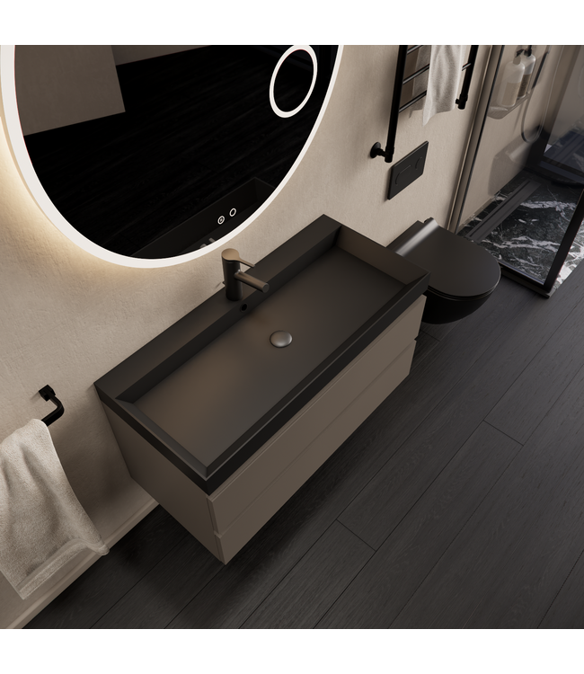 Wastafelmeubel Gliss Milan Kobalt Grijs 100cm met wastafel