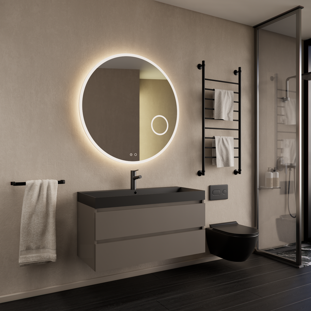 Wastafelmeubel Gliss Milan Kobalt Grijs 100cm met wastafel