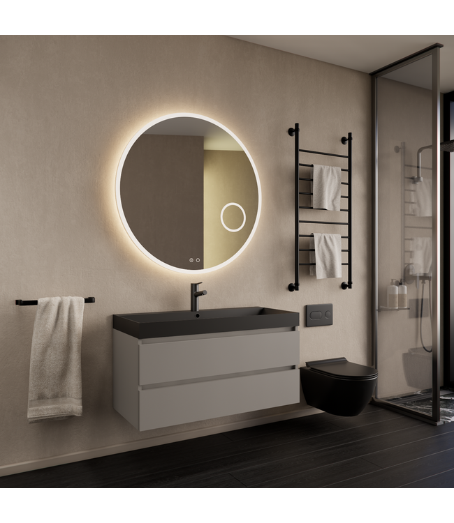 Wastafelmeubel Gliss Milan Lei Grijs 100cm met wastafel