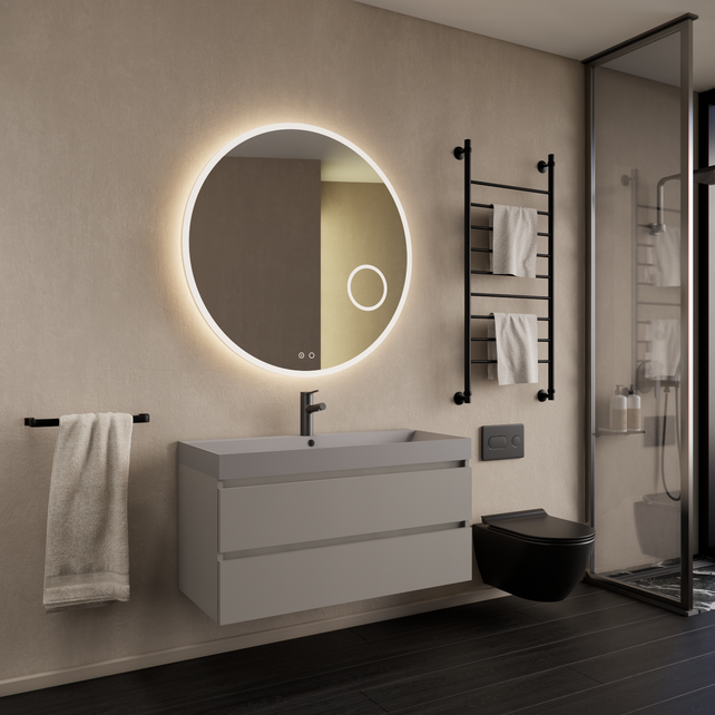 Wastafelmeubel Gliss Milan Lei Grijs 100cm met wastafel