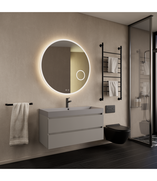 Wastafelmeubel Gliss Milan Lei Grijs 100cm met wastafel