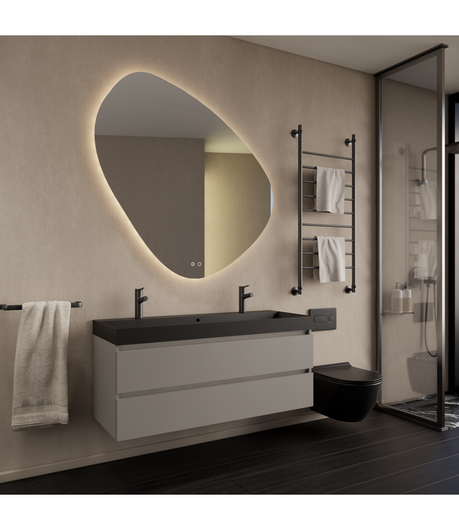 Wastafelmeubel Gliss Milan Lei Grijs 120cm met wastafel