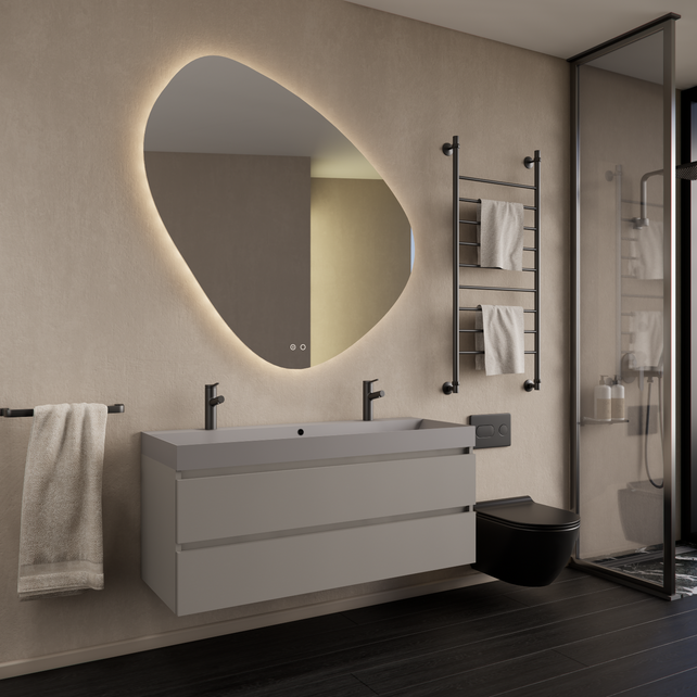 Wastafelmeubel Gliss Milan Lei Grijs 120cm met wastafel