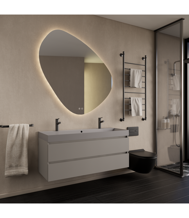 Wastafelmeubel Gliss Milan Lei Grijs 120cm met wastafel