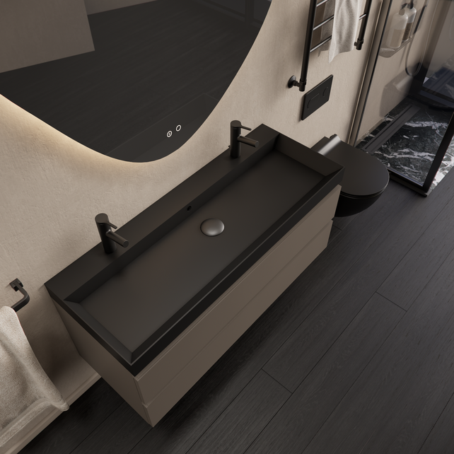 Wastafelmeubel Gliss Milan Lei Grijs 120cm met wastafel