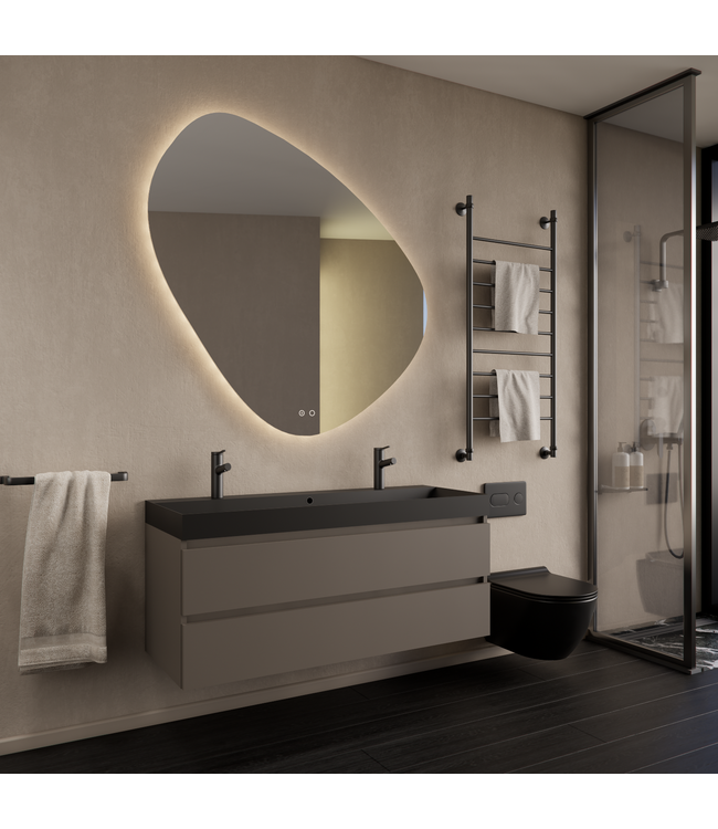 Wastafelmeubel Gliss Milan Lei Grijs 120cm met wastafel