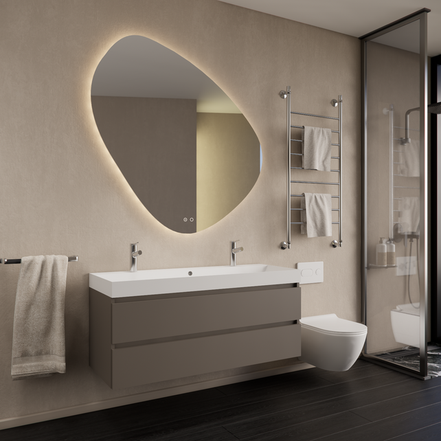 Wastafelmeubel Gliss Milan Lei Grijs 120cm met wastafel