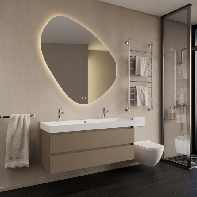 Wastafelmeubel Gliss Milan Latte Kasjmier 120cm met wastafel