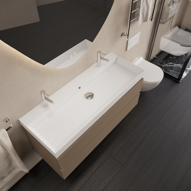 Wastafelmeubel Gliss Milan Latte Kasjmier 120cm met wastafel