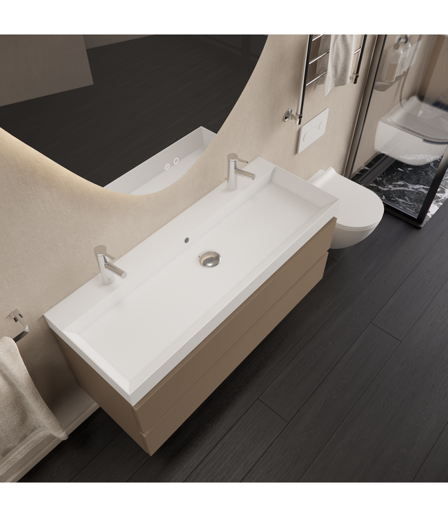 Wastafelmeubel Gliss Milan Latte Kasjmier 120cm met wastafel