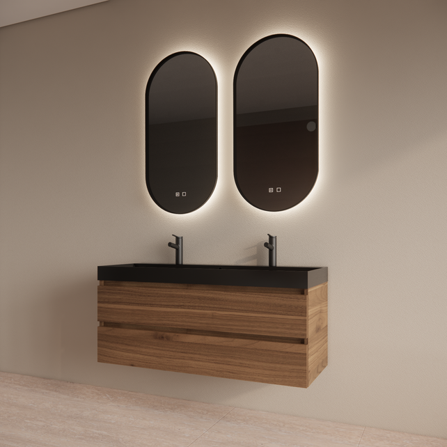 Wastafelmeubel Gliss Milan Walnoot 120cm met wastafel