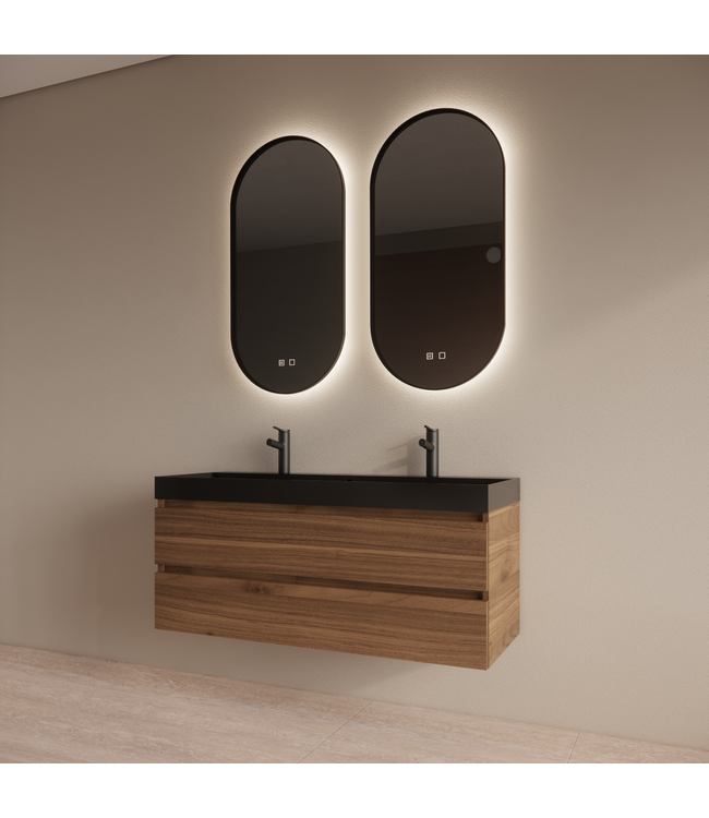 Wastafelmeubel Gliss Milan Walnoot 120cm met wastafel