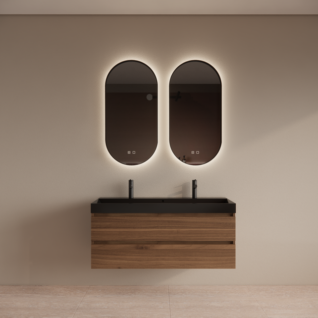 Wastafelmeubel Gliss Milan Walnoot 120cm met wastafel