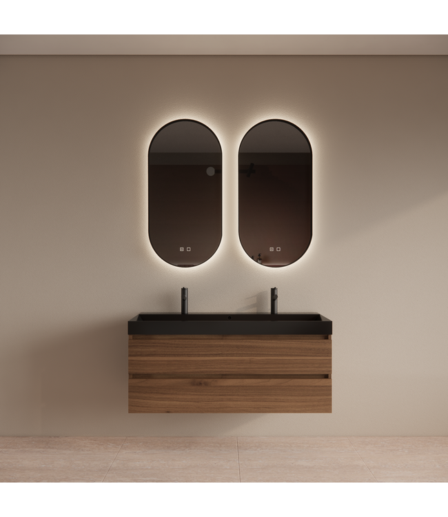 Wastafelmeubel Gliss Milan Walnoot 120cm met wastafel