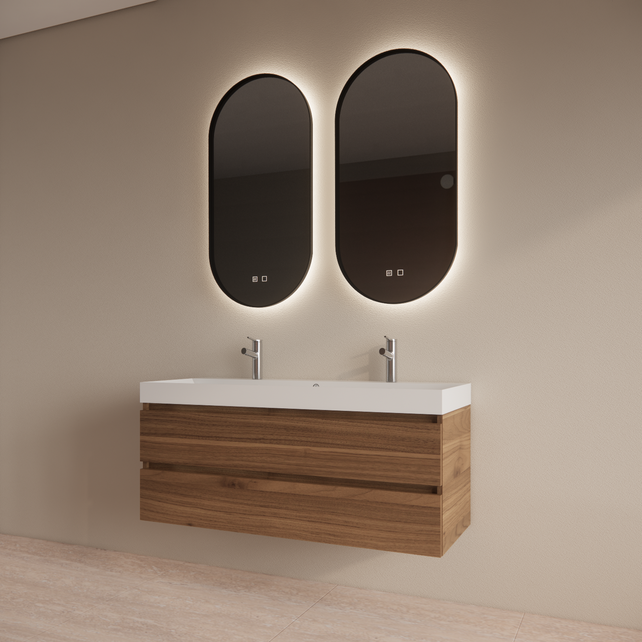 Wastafelmeubel Gliss Milan Walnoot 120cm met wastafel