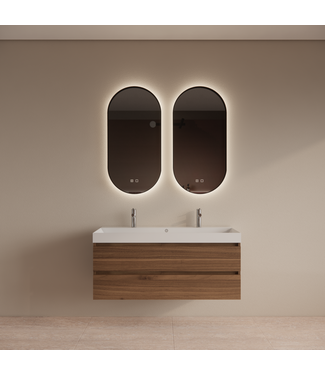 GLISS DESIGN Wastafelmeubel Gliss Milan Walnoot 120cm met wastafel