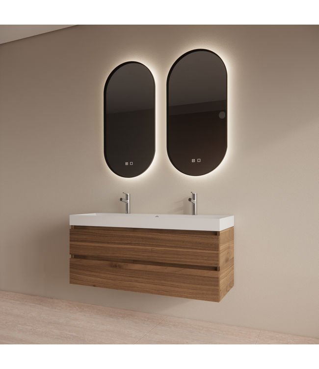 Wastafelmeubel Gliss Milan Walnoot 140cm met wastafel