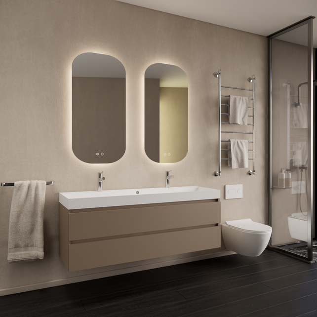 Wastafelmeubel Gliss Milan Latte Kasjmier 140cm met wastafel