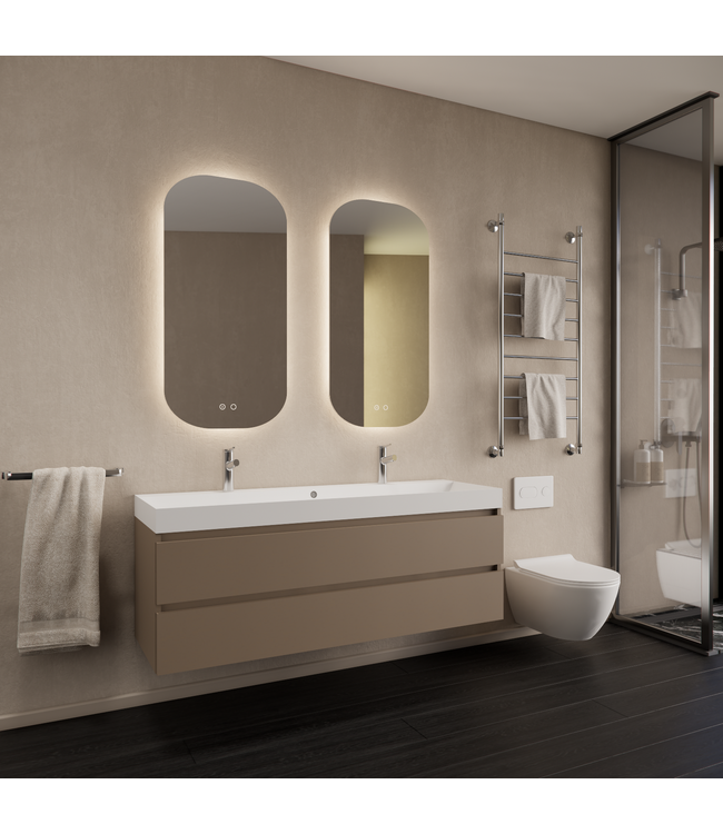 Wastafelmeubel Gliss Milan Latte Kasjmier 140cm met wastafel