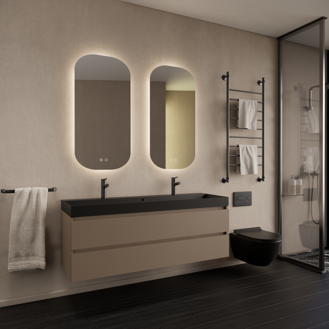 Wastafelmeubel Gliss Milan Latte Kasjmier 140cm met wastafel