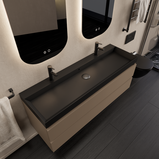 Wastafelmeubel Gliss Milan Latte Kasjmier 140cm met wastafel