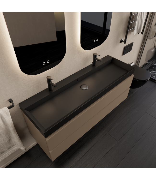 Wastafelmeubel Gliss Milan Latte Kasjmier 140cm met wastafel