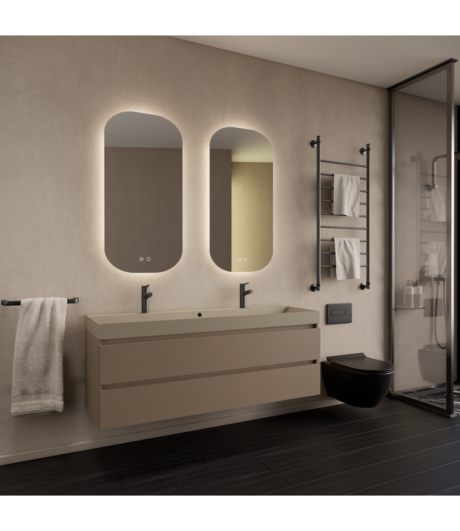 Wastafelmeubel Gliss Milan Latte Kasjmier 140cm met wastafel