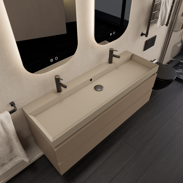 Wastafelmeubel Gliss Milan Latte Kasjmier 140cm met wastafel