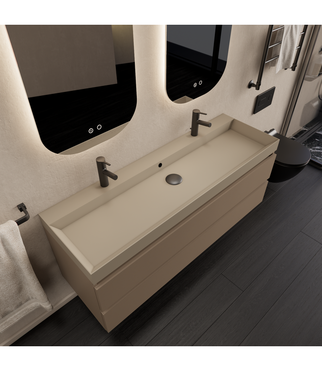 Wastafelmeubel Gliss Milan Latte Kasjmier 140cm met wastafel