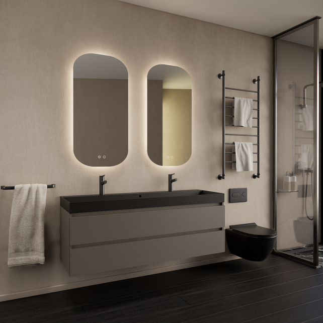 Wastafelmeubel Gliss Milan Kobalt Grijs 140cm met wastafel