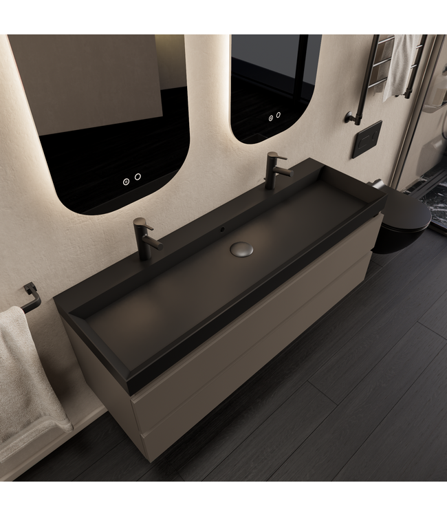 Wastafelmeubel Gliss Milan Kobalt Grijs 140cm met wastafel