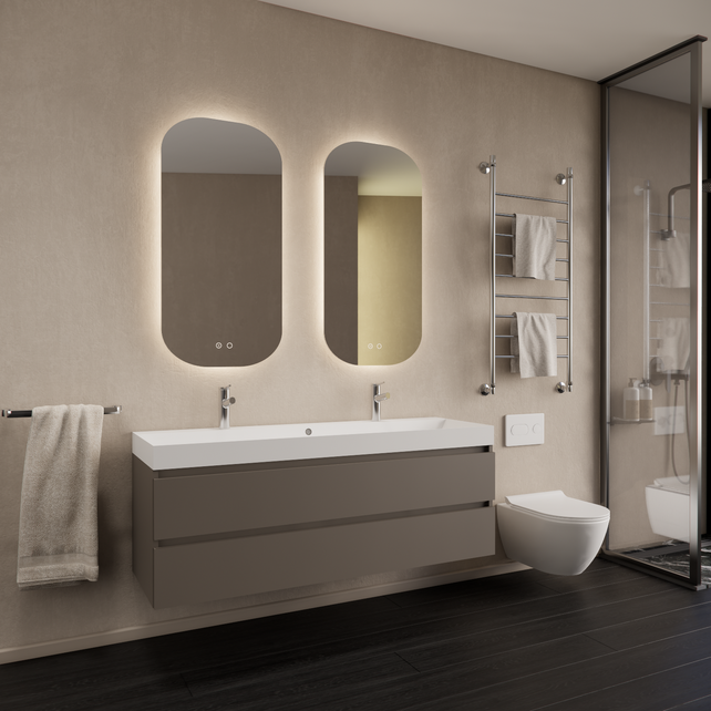 Wastafelmeubel Gliss Milan Kobalt Grijs 140cm met wastafel