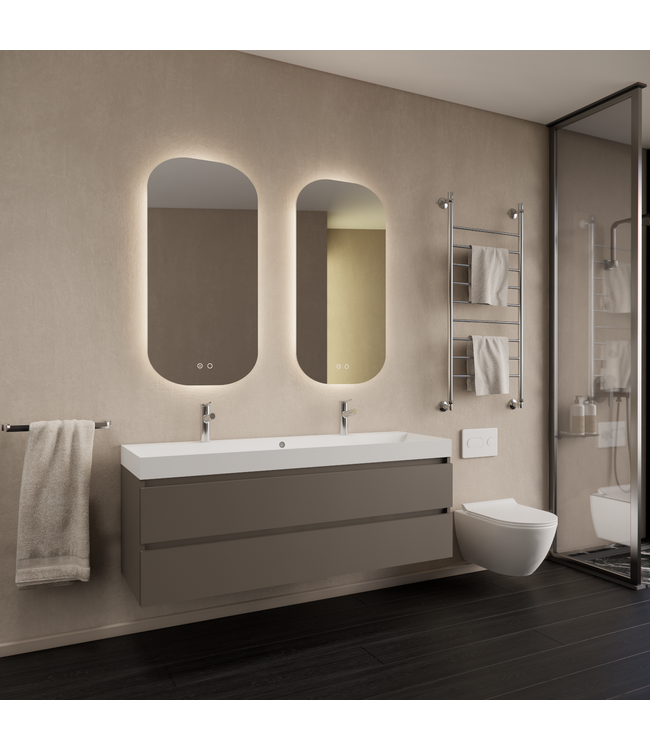 Wastafelmeubel Gliss Milan Kobalt Grijs 140cm met wastafel