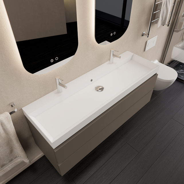 Wastafelmeubel Gliss Milan Kobalt Grijs 140cm met wastafel