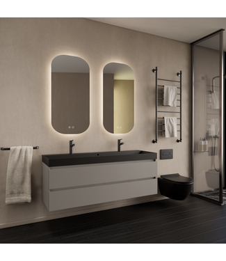 GLISS DESIGN Wastafelmeubel Gliss Milan Lei Grijs 140cm met wastafel