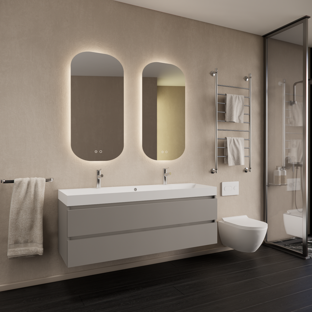 Wastafelmeubel Gliss Milan Lei Grijs 140cm met wastafel