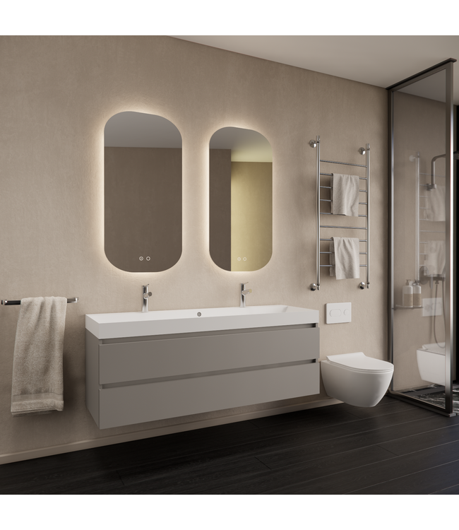 Wastafelmeubel Gliss Milan Lei Grijs 140cm met wastafel