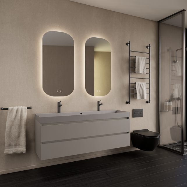 Wastafelmeubel Gliss Milan Lei Grijs 140cm met wastafel