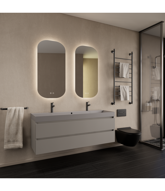 Wastafelmeubel Gliss Milan Lei Grijs 140cm met wastafel