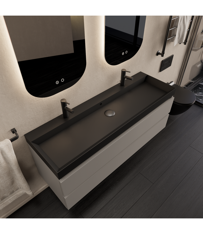 Wastafelmeubel Gliss Milan Lei Grijs 140cm met wastafel