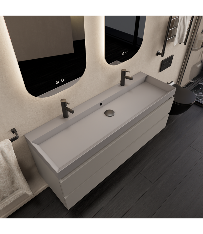 Wastafelmeubel Gliss Milan Lei Grijs 140cm met wastafel