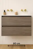 Wastafelonderkast Ribbelfront Elite Licht Hout 60cm Greeploos lades met horizontale reliëf Wastafelonderkast Ribbelfront Elite Licht Hout 60cm Greeploos lades met horizontale reliëf