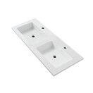 Wastafel Wonda Square slim 120cm - Kunstmarmer Dubele wasbak met 2 kraangaten